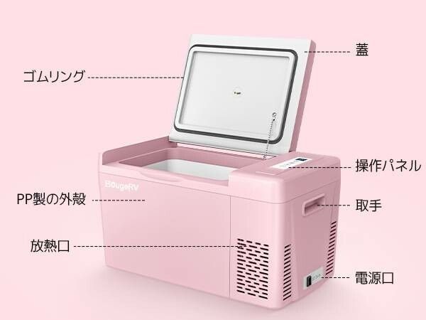 CRカラフルポータブル冷蔵庫22L★サクラピンク 車載 高速冷凍★多機能冷蔵庫  凹型ハンドルペットボトル立てて収納  家庭車載用