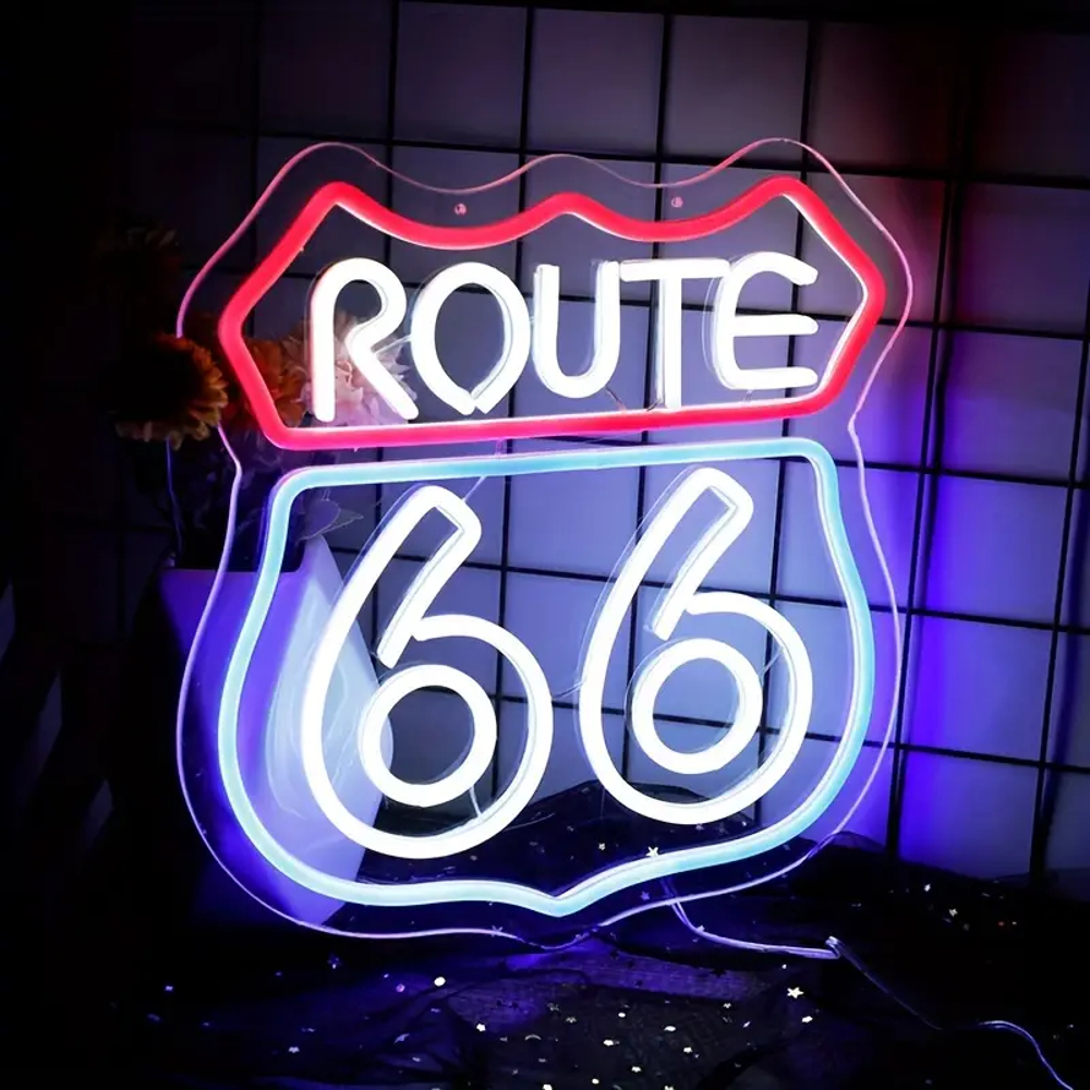  ネオンサイン アメリカンスタイル 『ROUTE66』 調光可能 お洒落 インテリア LED看板 超クール！ 鮮やか ウォールディスプレイ 雰囲気照明の画像3