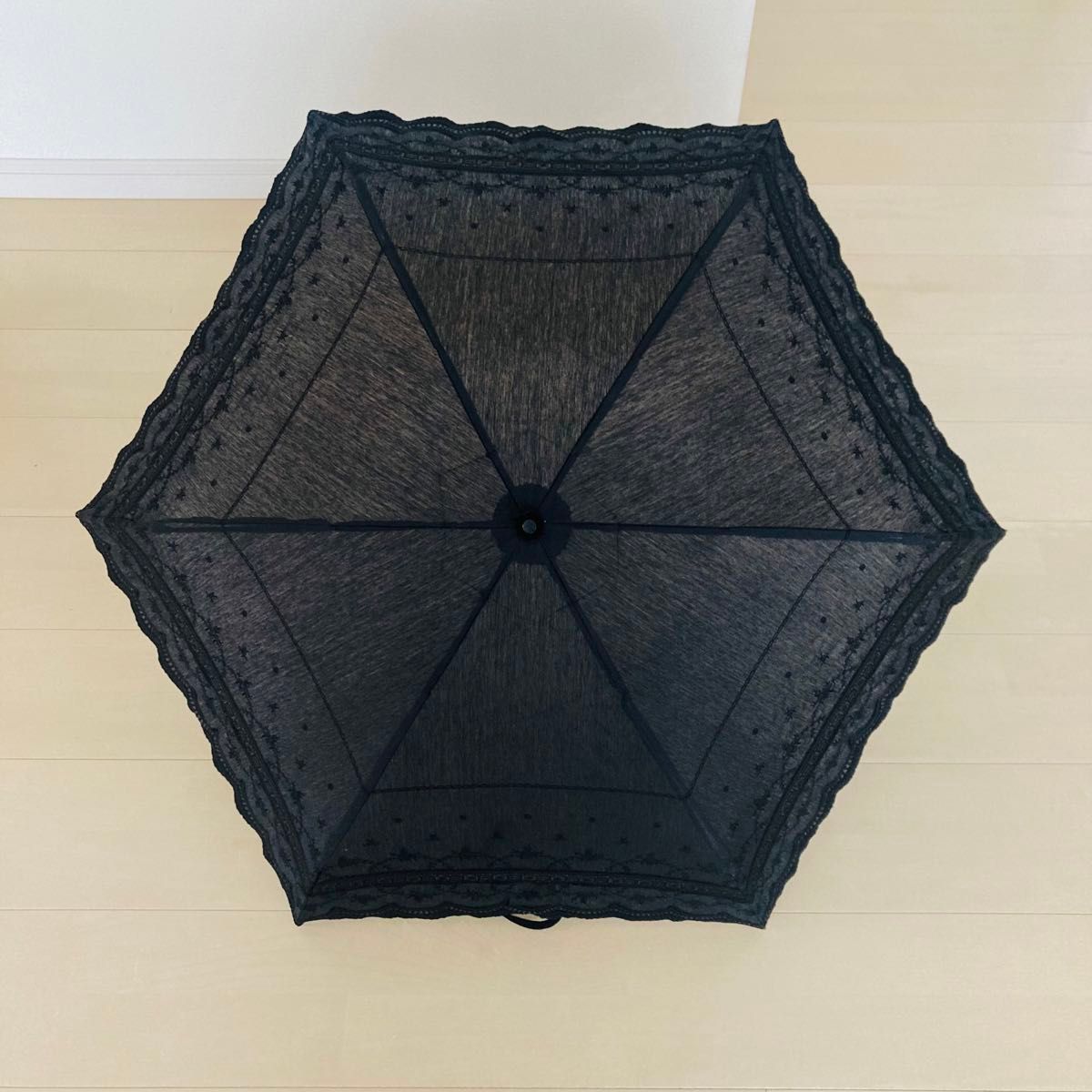OGAWA　傘の小川　折りたたみ日傘　折りたたみ傘　レース日傘　刺繍　ブラック　50cm　中古品
