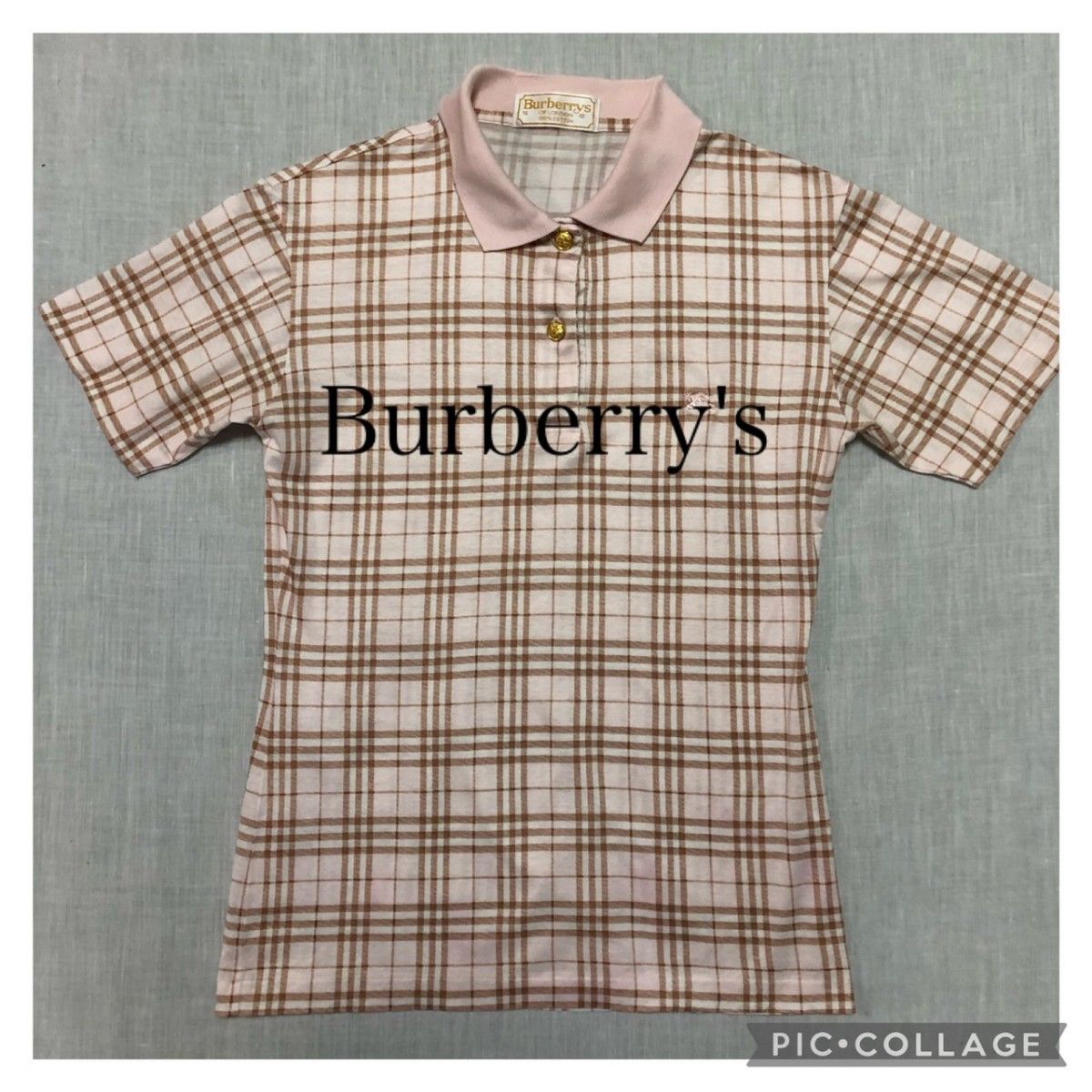Burberry'sバーバリーズ　 ノバチェック　金ボタン　レディース　半袖ポロシャツ　S