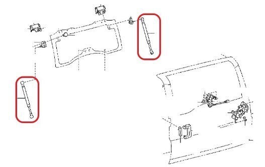 未使用 純正 トヨタ FJクルーザー GSJ15 バックドア ダンパー ステー 左右セット ショック リアゲート リヤ ショック リアハッチ T0197-1_画像2