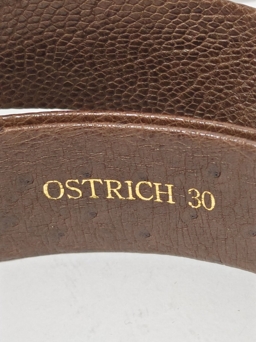 1円スタート【美品】OSTRICH オーストリッチ ベルト 穴なし ダークブラウン系 レザー メンズ の画像4