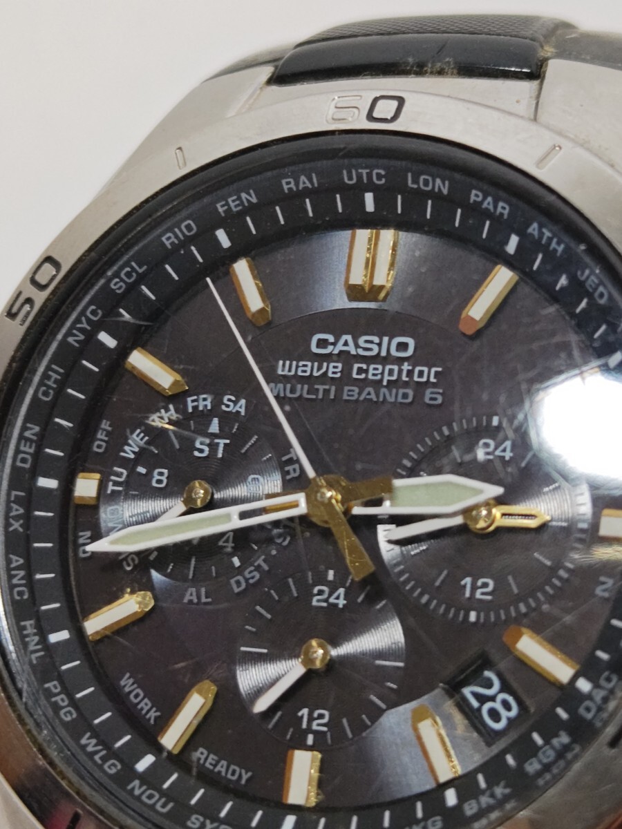 1円スタート【稼働/現状品】CASIO カシオ 腕時計　ウェーブセプター 電波ソーラー　WVQ-M410　ブラック文字盤_画像8