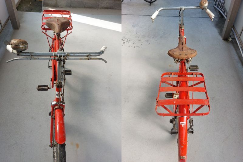 BS　郵便自転車　郵便局　レトロ　赤　自転車　26インチ　ブリヂストン製