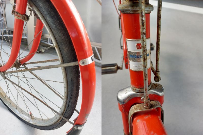 BS　郵便自転車　郵便局　レトロ　赤　自転車　26インチ　ブリヂストン製