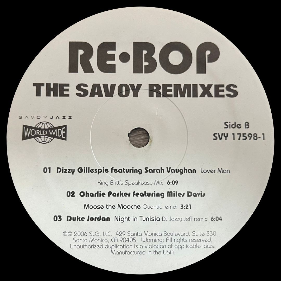 Various - Re-Bop: The Savoy Remixes 2LP / Electronic / Jazz / Fusion / Contemporary Jazz / Garage House / hip hopの画像4