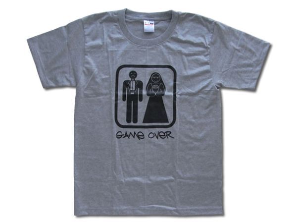 GAME OVER柄Tシャツ(サンドグレー)／サイズM_画像1