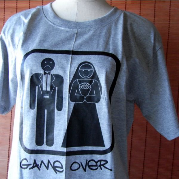 GAME OVER柄Tシャツ(サンドグレー)／サイズM_画像5