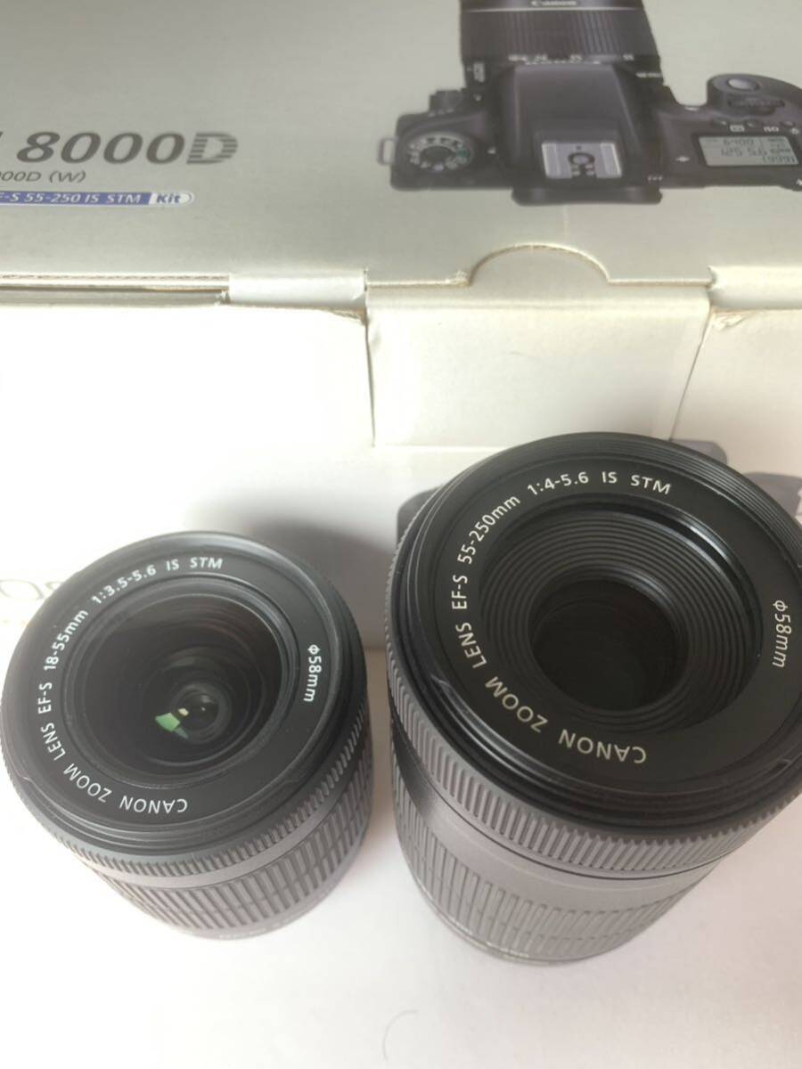 Canon キャノン 一眼レフEOS 8000D ダブルズームキット(18-55/55-250)箱、説明書付きの画像8