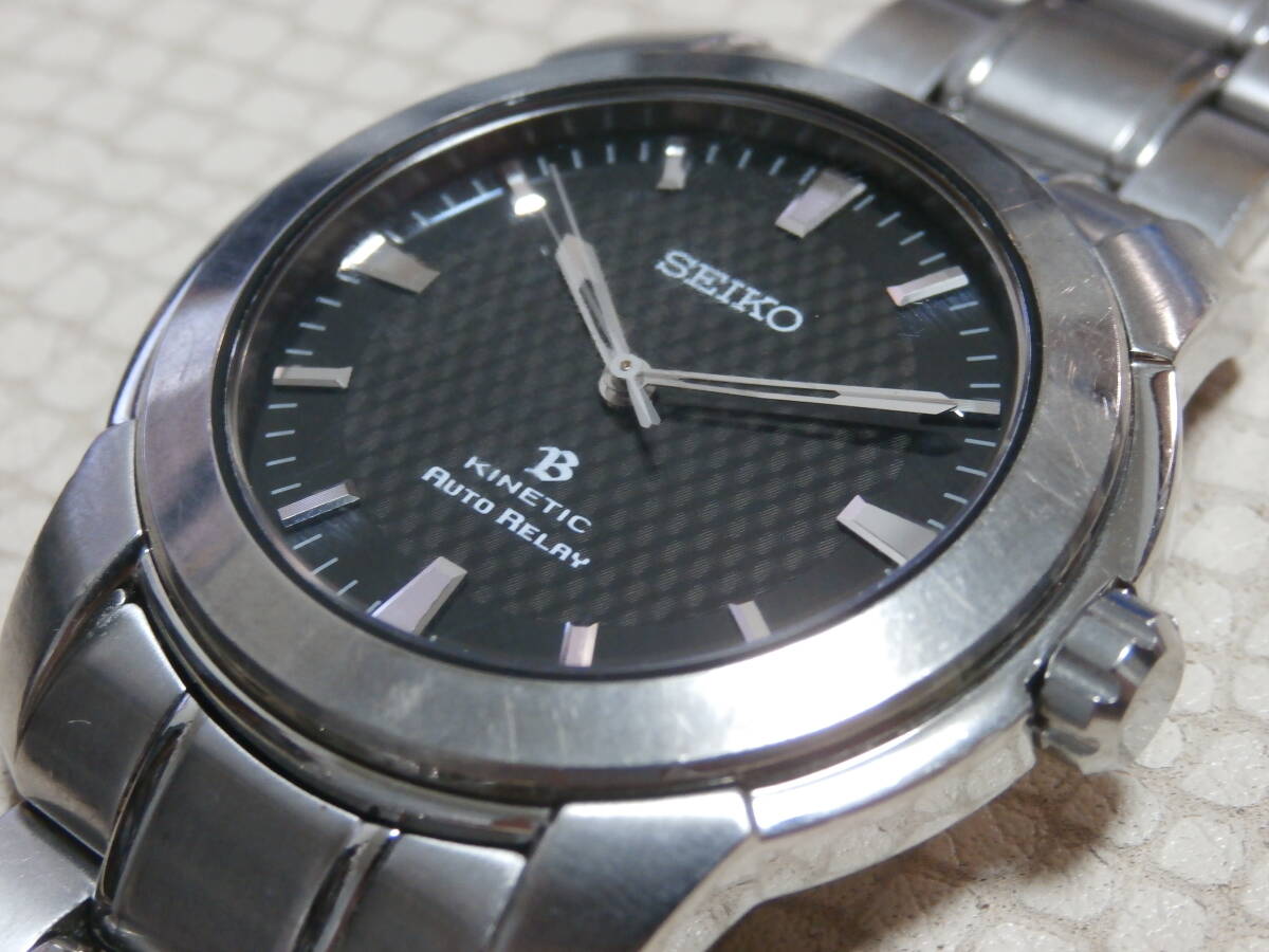 SEIKO セイコー 5J21-0AB0 自動巻き発電式 腕時計 ブライツ キネティック オートリレー チタン 純正ベルト 二次電池交換済み_画像1