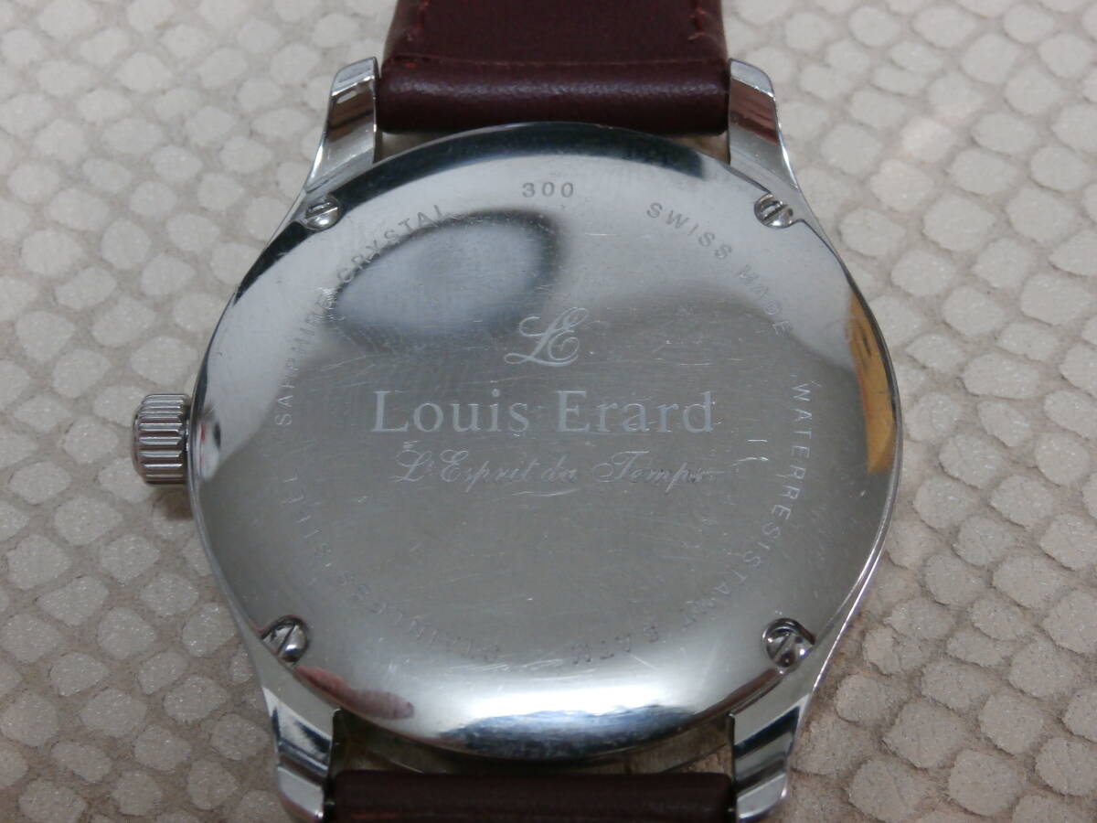 Louis Erard ルイエラール アシンメトリー メンズ腕時計 デイト 自動巻き 黒文字盤 バンビベルト 純正バックル 稼働品の画像3