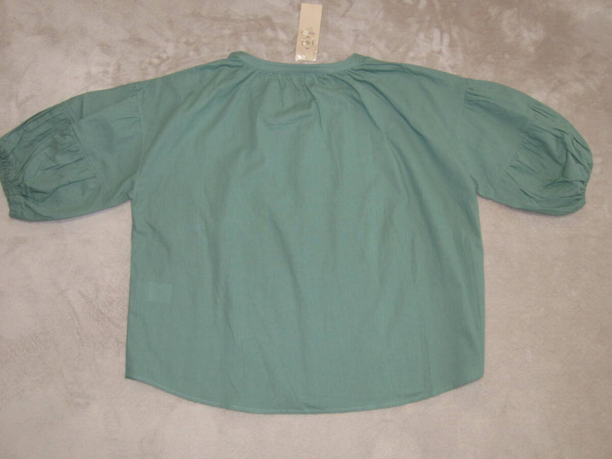  unused tag attaching *sa man sa Moss Moss lantern sleeve front opening blouse lady's F( free ) green Samansa Mos2