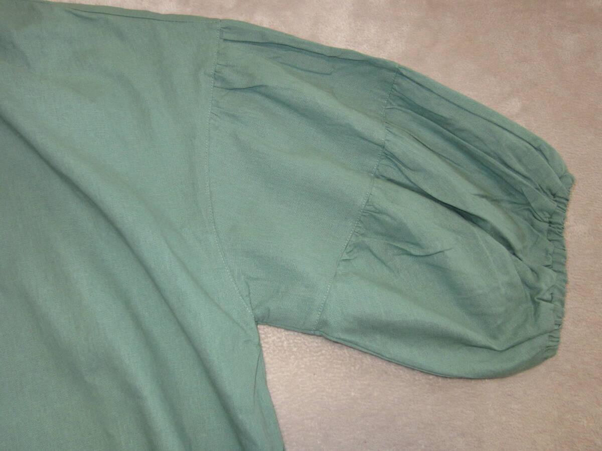  unused tag attaching *sa man sa Moss Moss lantern sleeve front opening blouse lady's F( free ) green Samansa Mos2