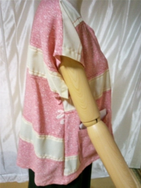  туника короткий рукав M размер шелк б/у товар кимоно переделка лоскутное шитье 