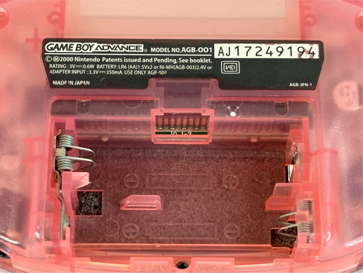 10369-8-SJ22- 任天堂 Nintendo - ゲームボーイアドバンス GBA - AGB-001 スケルトンピンク 通電動作okの画像5