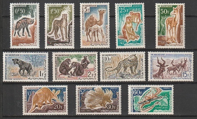モーリタニア 1960～61年野生動物１２種未の画像1