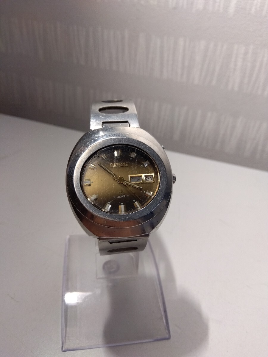 【F493】【稼働品】 ORIENT オリエント G429-20741 21石 ブラウン系文字盤 自動巻き メンズ 腕時計の画像2