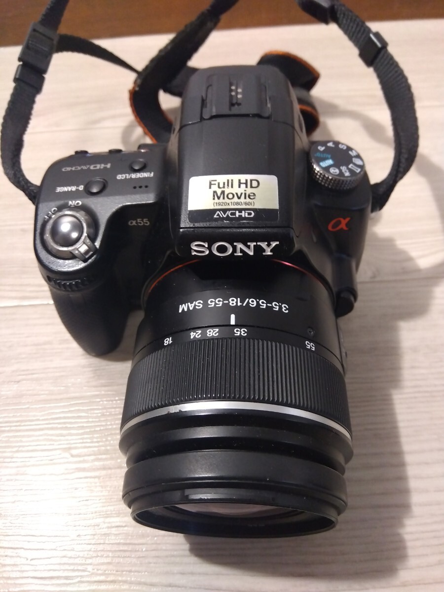 【F759】 SONY ソニー α55 SLT-A55V SAL1855 3.5-5.6/18-55 SAM SAL55200-2 DT 4-5.6/55-200 デジタル一眼レフカメラ ボディ レンズ