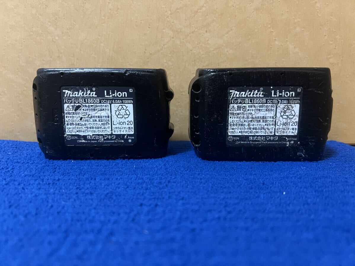 マキタ Makita 純正 2個 Li-ion バッテリー BL1860B 6.0Ah 18V マキタバッテリーマキタインパクトドライバー 動作品 美品の画像5