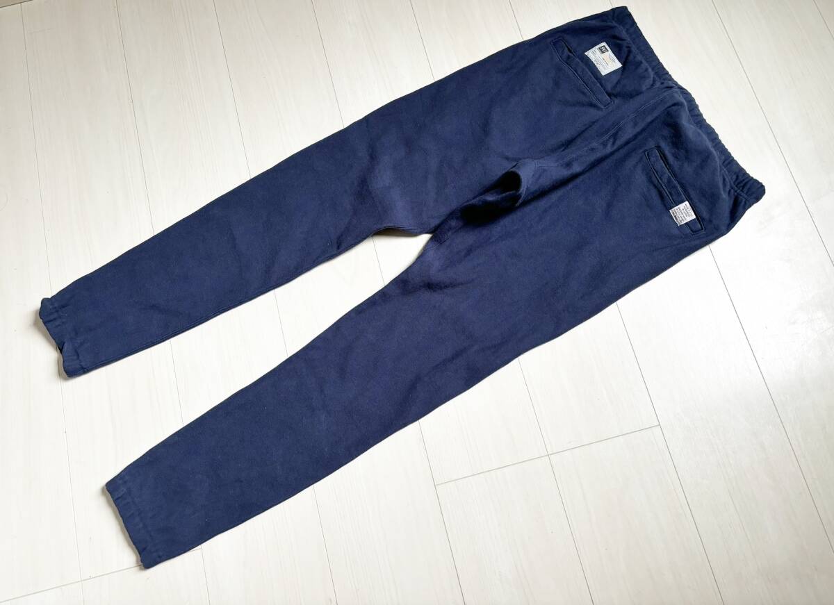 美品 Varde77 バルデ77 US FABRIC SOLID TAPERED SWEAT PANTS ビンテージ風 アメリカコットン スウェット テーパード パンツ 紺 1 △4の画像2