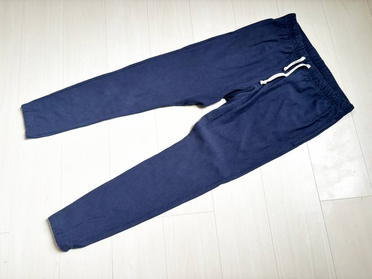 美品 Varde77 バルデ77 US FABRIC SOLID TAPERED SWEAT PANTS ビンテージ風 アメリカコットン スウェット テーパード パンツ 紺 1 △4の画像1