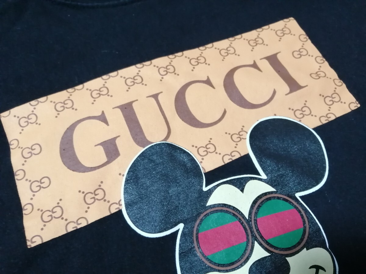 【古着】ミッキーマウスTシャツ DISNEY＆ ディズニー ブラック コラボティーシャツ 中古 半袖 グッズ GUCC_画像5