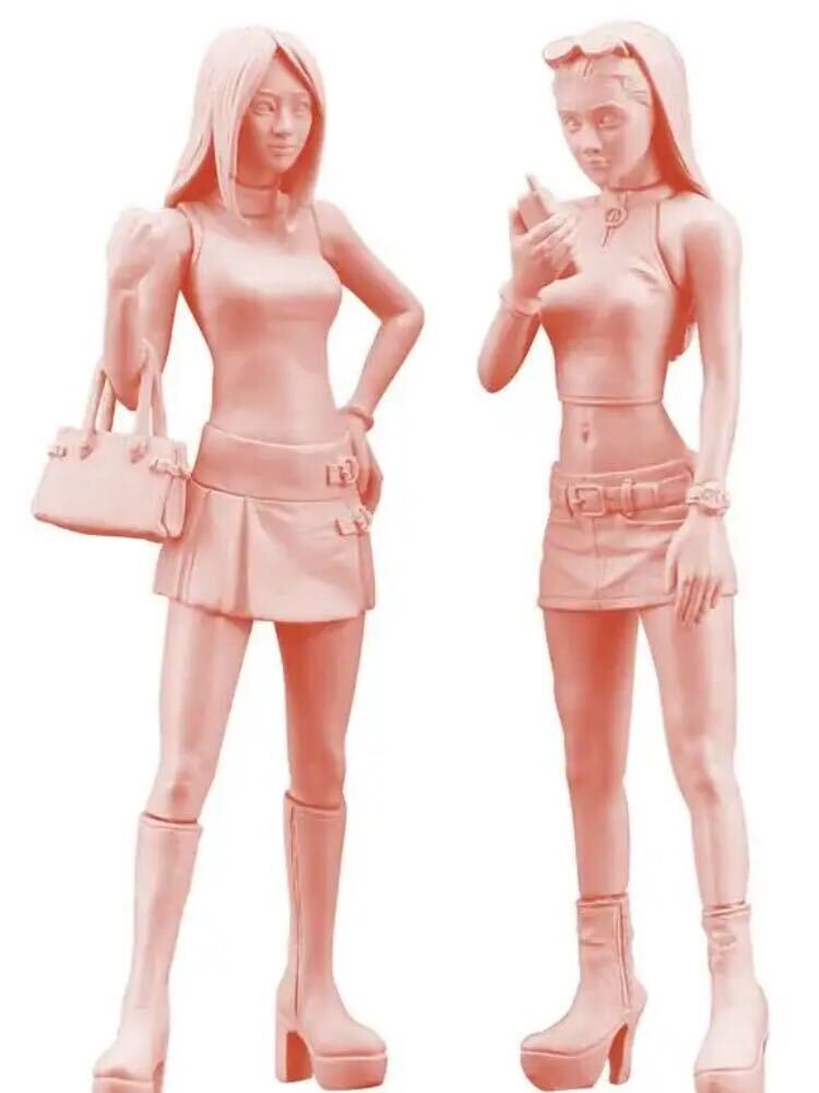 1/24scale ガレージキット　未塗装　女性フィギュア　ギャル女子　2体セット　デッサンドールモデル_画像6