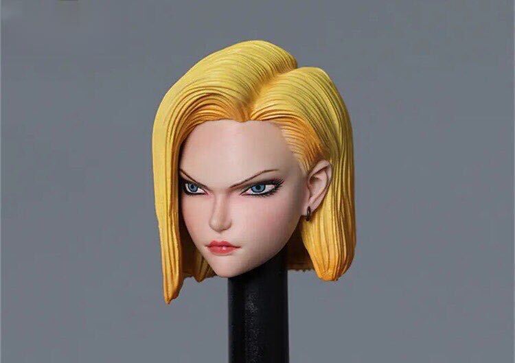 1/6スケール　女性フィギュアヘッド　アニメキャラクター　18号　ハードスカルプ　カービング_画像2