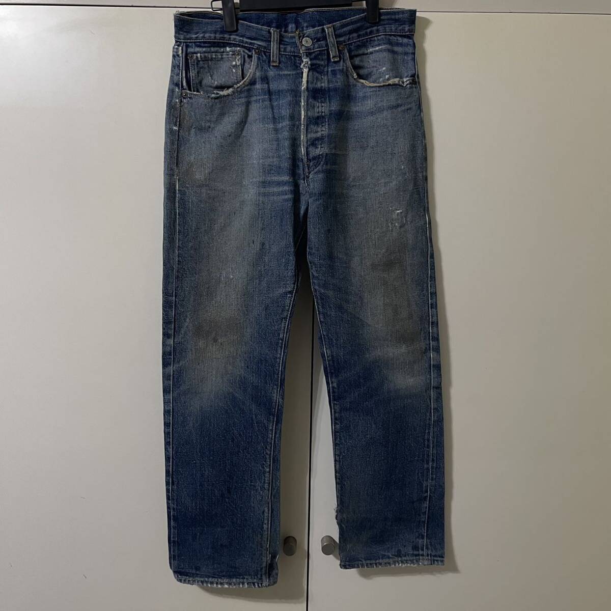 LEVI'S 501 66前期 levis デニム ギャラ 片面 ヴィンテージ ビンテージ リーバイス 両面 47モデル ビッグE BIGE W30 40s 50s 60s 濃紺 の画像1