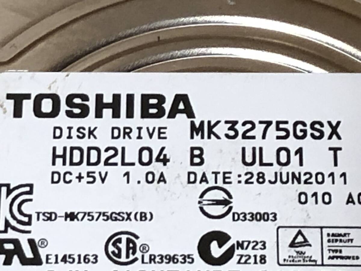 正常 TOSHIBA MK3275GSX 出品中のハードディスクと同梱可能 320GB HDD 2.5インチ パソコン部品 PCパーツ 研究、部品取り用にも_画像4