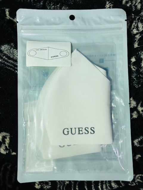 即決 正規品 未開封 定価1500円 ゲス GUESS マスク 白 ２枚セット ブランドマスク GUESS LOGO MASK ホワイト ①_画像1