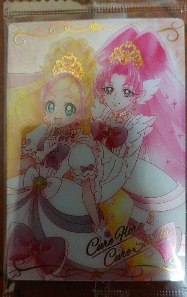 go！プリンセスプリキュアウエハース カード キュアフローラ&キュアスカーレット プレミアムドレスverの画像1