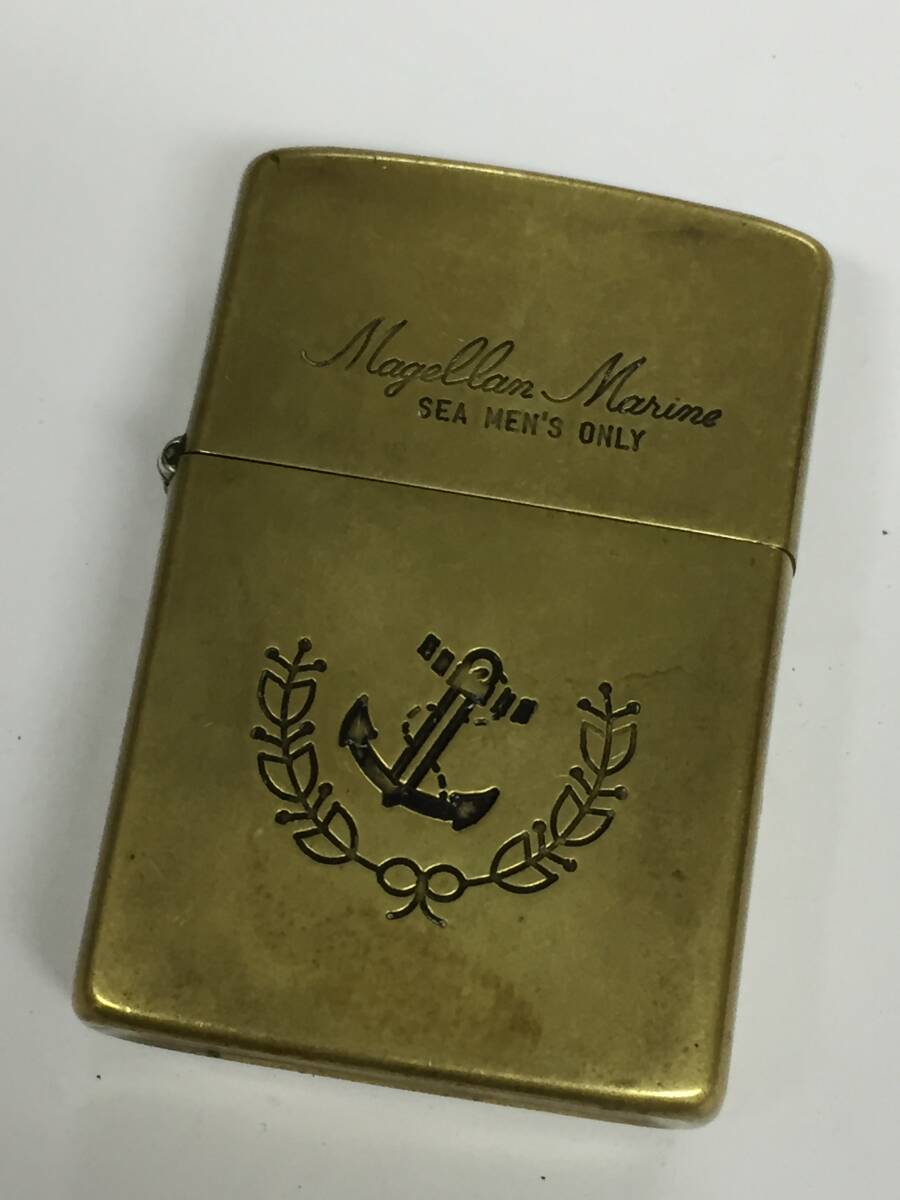 1円～！ZIPPO ジッポ ライター MAGELLAN MARINE マゼラン マリン SEA MEN'S ONLY ゴールド 1982年 オイルライター 喫煙具 着火確認済み_画像2