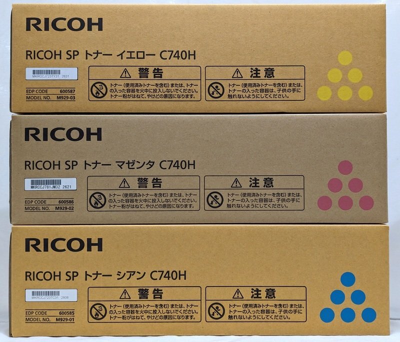 【RICOH/リコー】SPトナー 3色セット C740H イエロー/シアン/マゼンタ/未開封品/ab4691の画像1