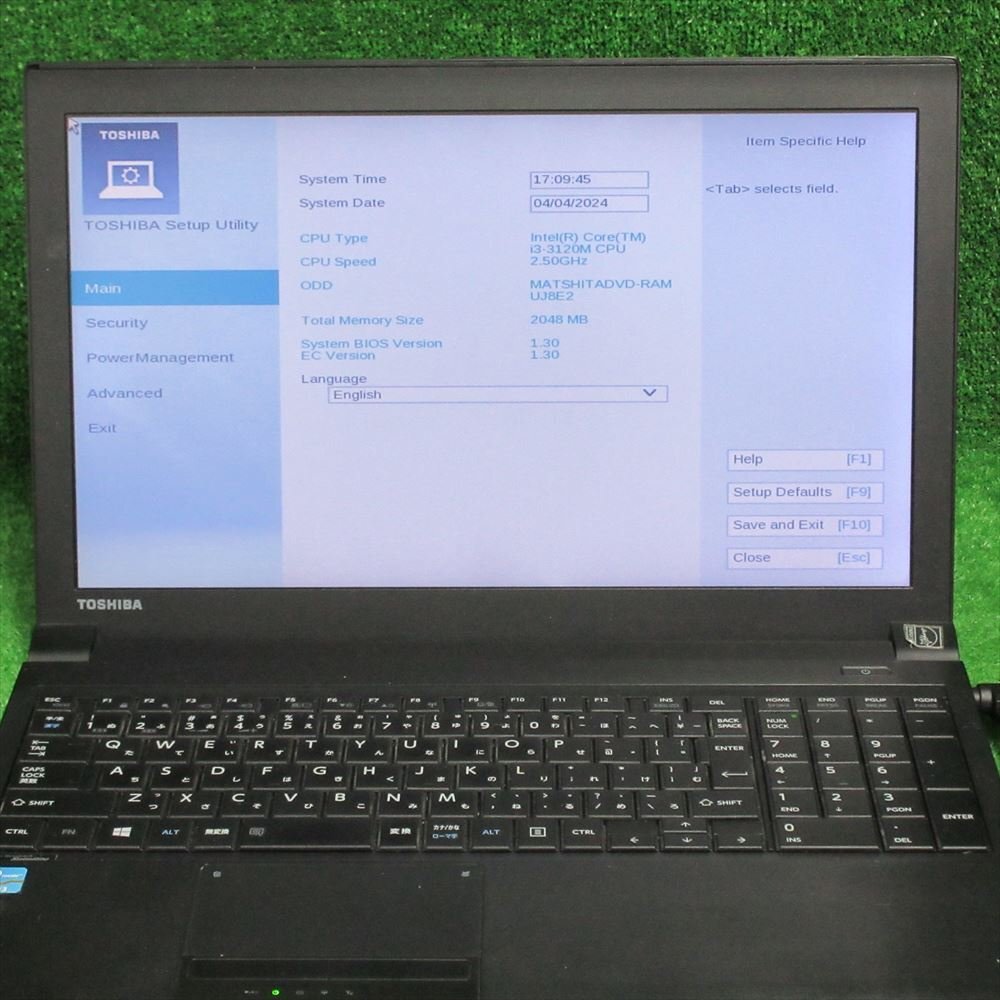 [3956]東芝 B553/J PB553JFBPR5AA71 Core i3 3120M 2.50GHz HDDなし メモリ4GB DVDマルチ 15.6インチ BIOS OKの画像2