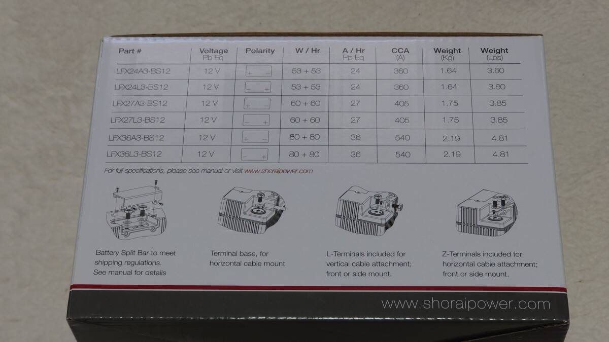 ショーライ SHORAIバッテリー LFX24L3-BS12 ケース型番3 SHORAI Battery 新品の画像9