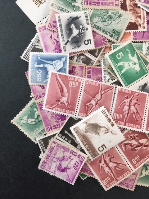 国体切手 未使用ロット 100枚以上（単片換算） 第2回国体～第9回国体 単片・連刷・田型など の画像4