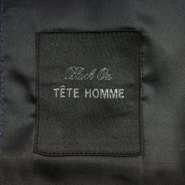 新品1円～★定価6万 Black On TETE HOMME テットオム ウール毛 2パンツでお得♪スーツ 94A6 ノータック 織柄 グレー ストライプ◆8196◆の画像8