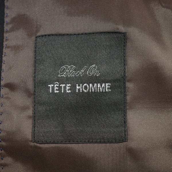 新品1円～★定価4.9万 Black On TETE HOMME テットオム ウール毛 シングル二つボタンスーツ 92A5 ノータック ブラック 黒 ◆8199◆_画像8