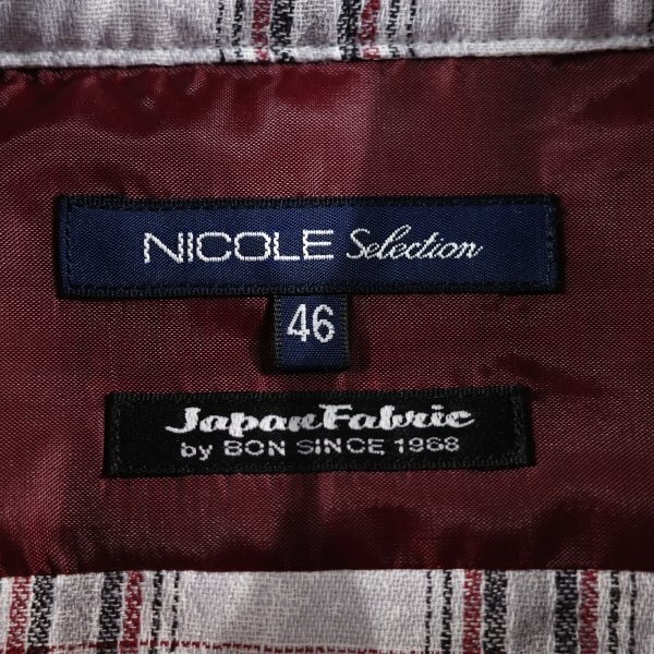 新品1円～★ニコル セレクション NICOLE selection メンズ 日本製生地 シャンカー６コットン 長袖チェックシャツ 46 M 本物 ◆8366◆_画像9