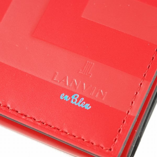 新品1円～★LANVIN en Bleu ランバン オン ブルー 箱付き 牛革レザー 名刺入れ カードケース リスター レッド 赤 正規店本物 ◆8556◆の画像6