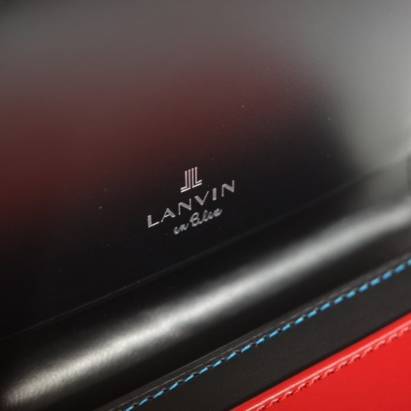 新品1円～★LANVIN en Bleu ランバン オン ブルー 箱付き 牛革レザー 名刺入れ カードケース リスター レッド 赤 正規店本物 ◆8556◆の画像9