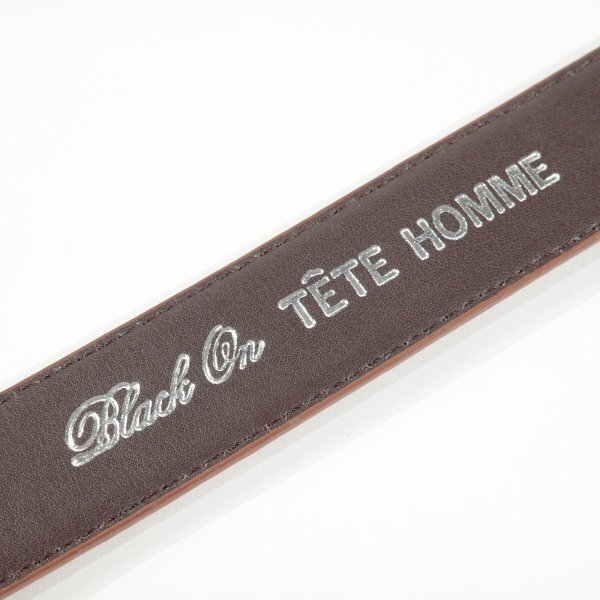 新品1円～★定価0.9万 Black On TETE HOMME テットオム 牛革レザー ビジネスベルト フリーサイズ 本革 茶 ブラウン 本物◆8783◆の画像7