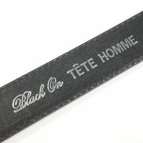 新品1円～★定価0.9万 Black On TETE HOMME テットオム 牛革レザー ビジネスベルト フリーサイズ 本革 黒 ブラック 本物◆9021◆_画像7