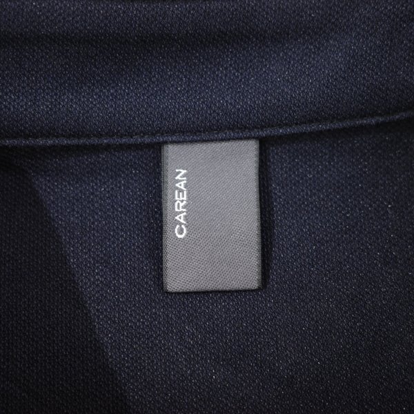  new goods 1 jpy ~*CAREAN Carry nkanoko material short sleeves knitted shirt S navy navy blue . sweat speed . armpit deodorization tape attaching Golf genuine article *9103*