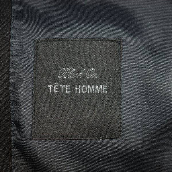 新品1円～★定価4.2万 Black On TETE HOMME テットオム シングル二つボタンスーツ 90Y5 ノータック ストレッチ 黒 ブラック ◆9089◆_画像8