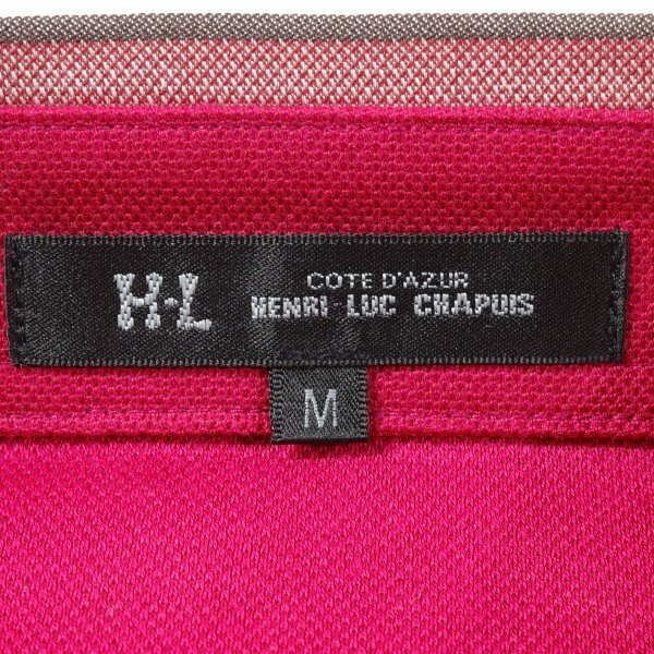 新品1円～★定価1.2万 H・L アッシュ エル Henri-Luc Chapuis メンズ 日本製 半袖 吸水速乾 綿ポロシャツ M ピンク ゴルフ ◆9151◆の画像8