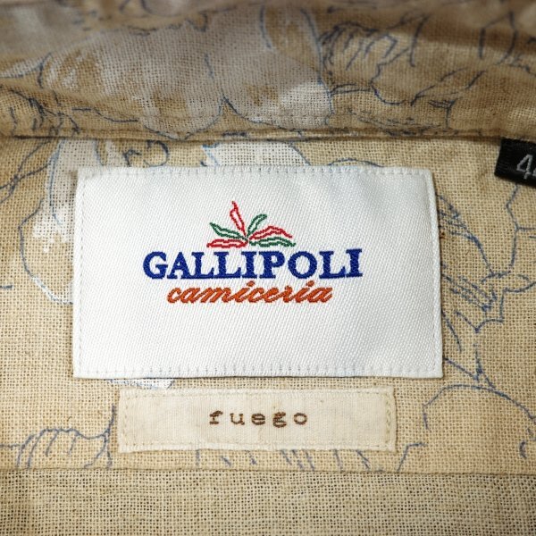 新品1円～★定価1.3万 GALLIPOLI camiceria ガリポリカミチェリア 日本製 長袖 日本製 コットンリネンシャツ イタリア生地 42 XS ◆9215◆の画像10