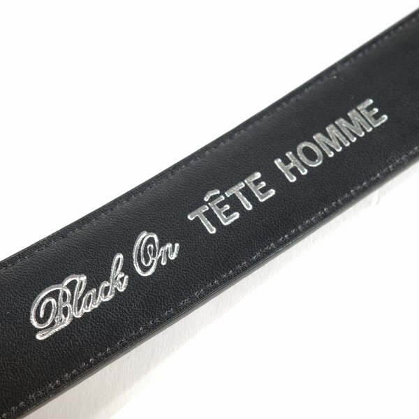 新品1円～★定価0.9万 Black On TETE HOMME テットオム 牛革レザー ビジネスベルト フリーサイズ 本革 黒 ブラック 本物◆9340◆の画像7