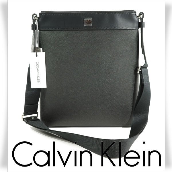 新品1円～★定価2.8万 CK CALVIN KLEIN カルバンクライン メンズ 日本製 ショルダーバッグ テイラー 黒 ブラック 正規店本物 ◆9708◆_画像1